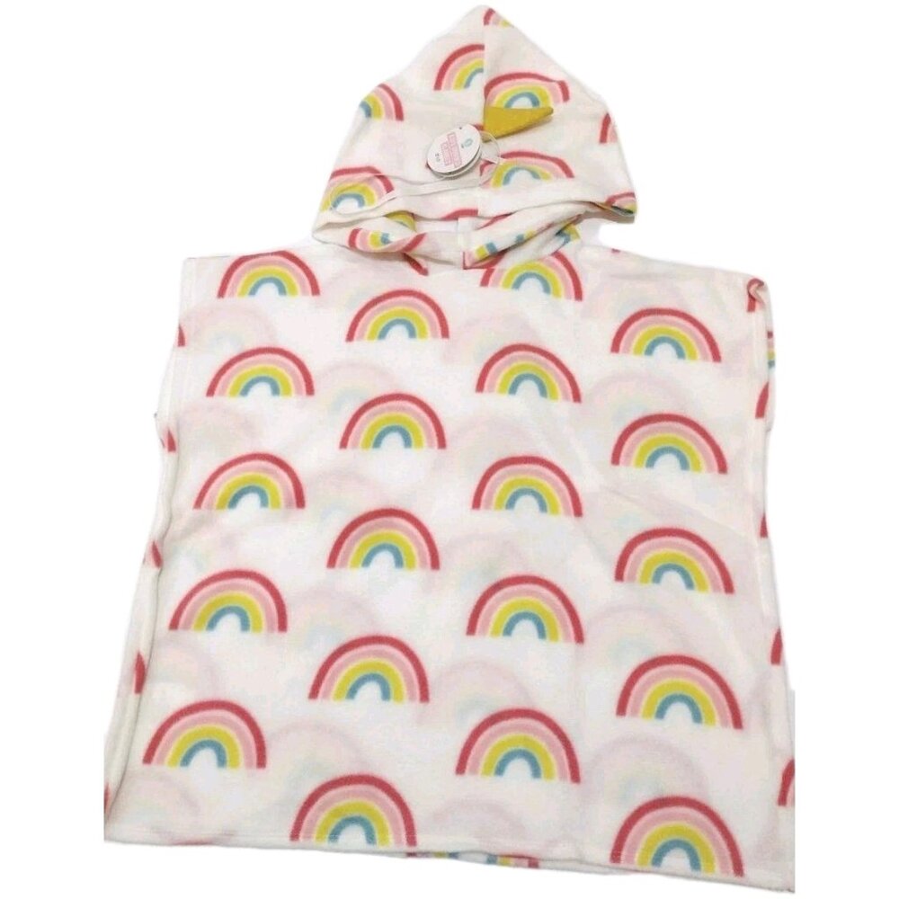 Kids Toddler Hooded Blanket Unicorn Rainbow Great For Traveling Beach Sz 23"x21"